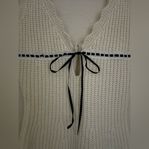 For Love And Lemons Ivory Knit dress with Black Accents - Picture 3 of 6